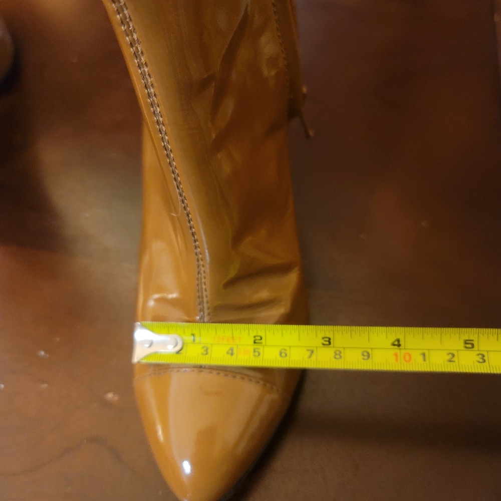 Burberry Ankle Boots Patent Brown Leather Black He - Picture 7 of 10